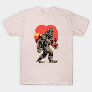 bigfoot  heart valentines day T-Shirt
